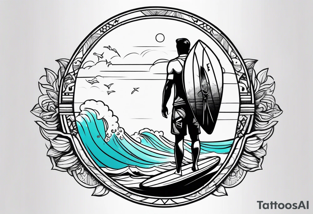 Ocean vibes lifeguard surfer tattoo idea