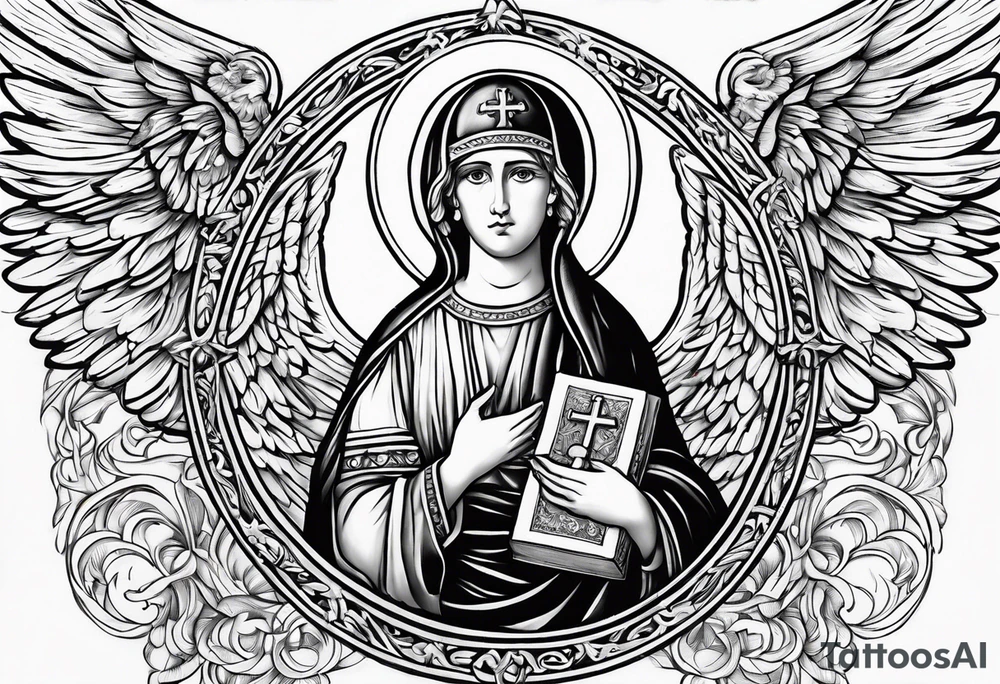 orthodox  CROS WITH ANGEL tattoo idea
