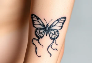 ethereal butterfly with flowing silk ribbons in moonlight tattoo idea