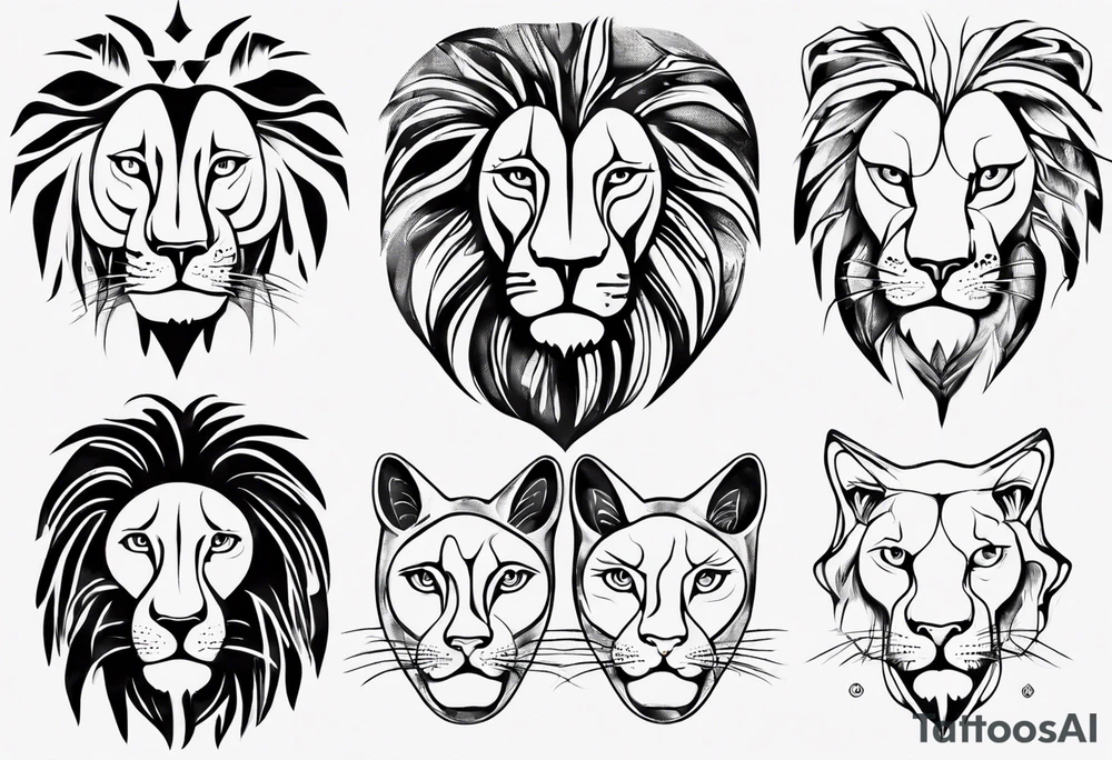 Lion with cat tattoo idea