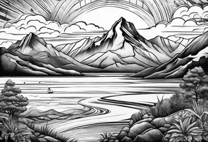 Mountains and ocean tattoo idea
