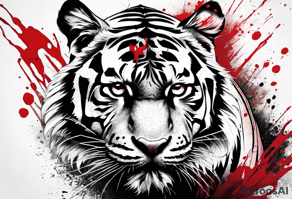 Tiger covered in blood tattoo idea