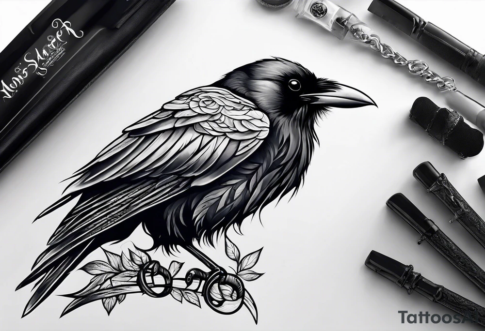 Raven on shoulder blades tattoo idea