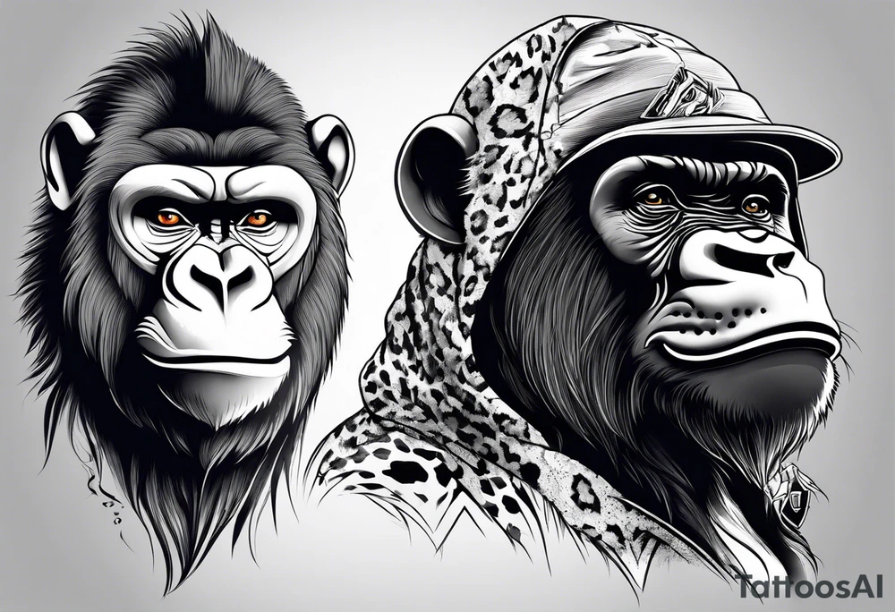 A gorilla, cheetah, rhino, rat tattoo idea