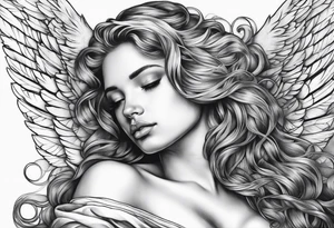 Angel laying down tattoo idea