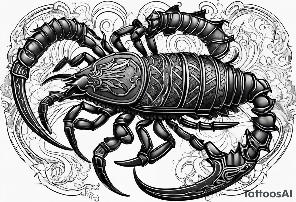 futuristic scorpion henna tattoo idea