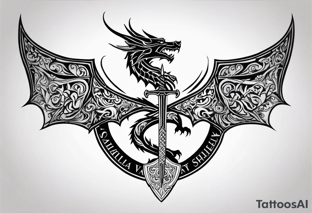 Valhalla sword shield dragon tattoo idea
