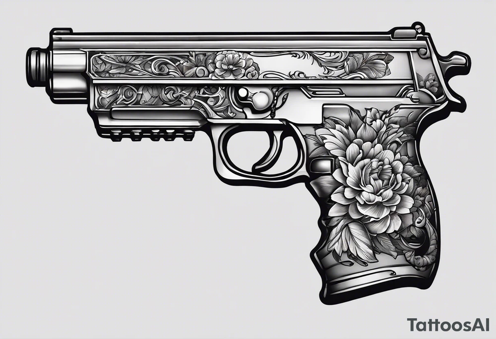 The letters AR with a pistol on each side tattoo idea