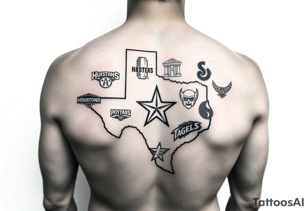 Combine all athletics Houston team logos into one nice one giant Texas tattoo idea
