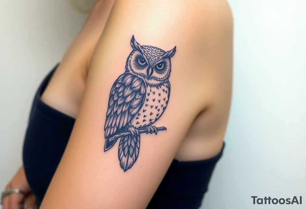 powerful, owl tattoo idea
