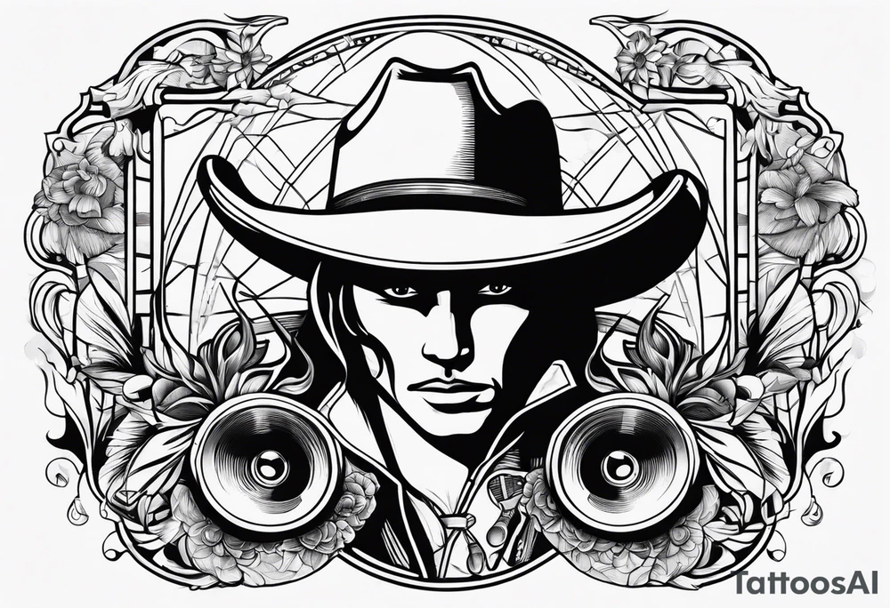 Combintion cowboy and music tattoo idea