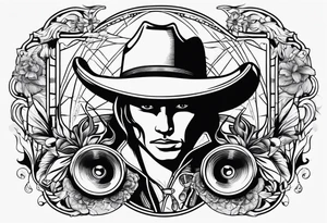 Combintion cowboy and music tattoo idea
