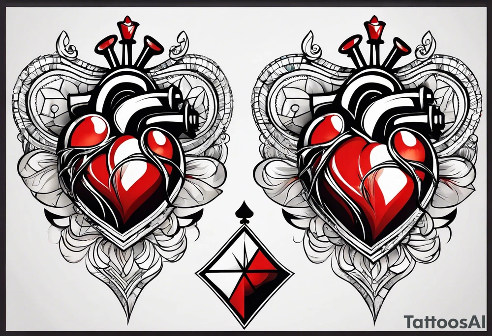 Heart with click in middle hands on 8 and 5 tattoo idea