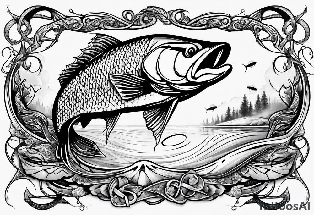 Fishing with an infinity sign tattoo idea