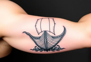 viking ship frontal, sea tattoo idea