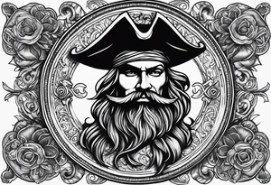 Pirate coin filigree sleeve tattoo idea