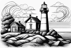 Lighthouse together with house tattoo idea