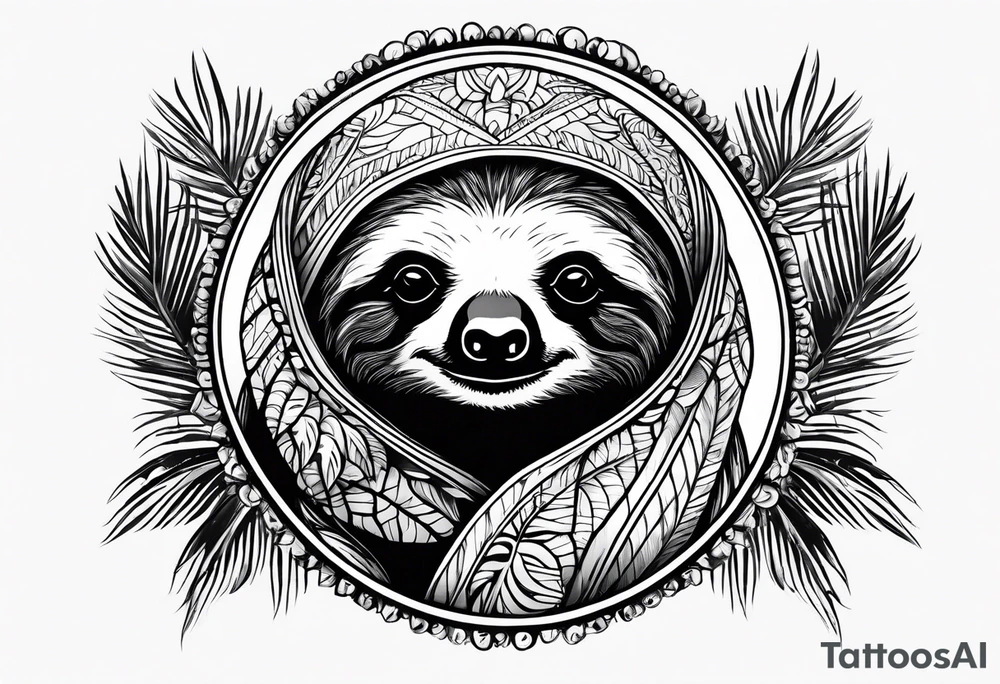 Sloth under palm tattoo idea