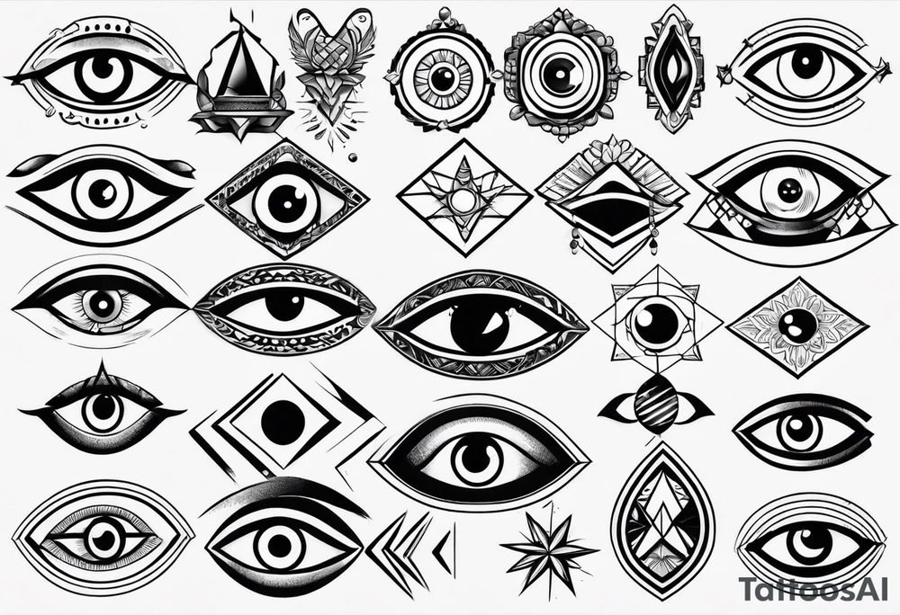 Variety of eye flash sheet tattoo idea