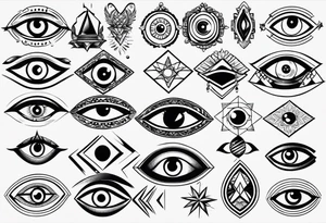 Variety of eye flash sheet tattoo idea