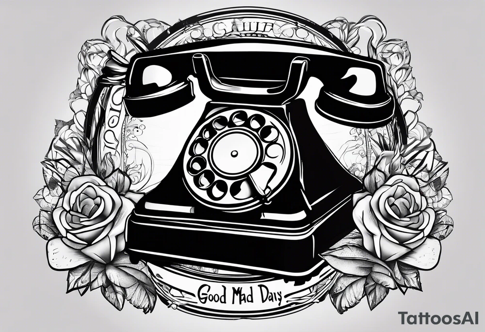 Vintage phone image words I’ve had good days and bad days and going half-mad days tattoo idea