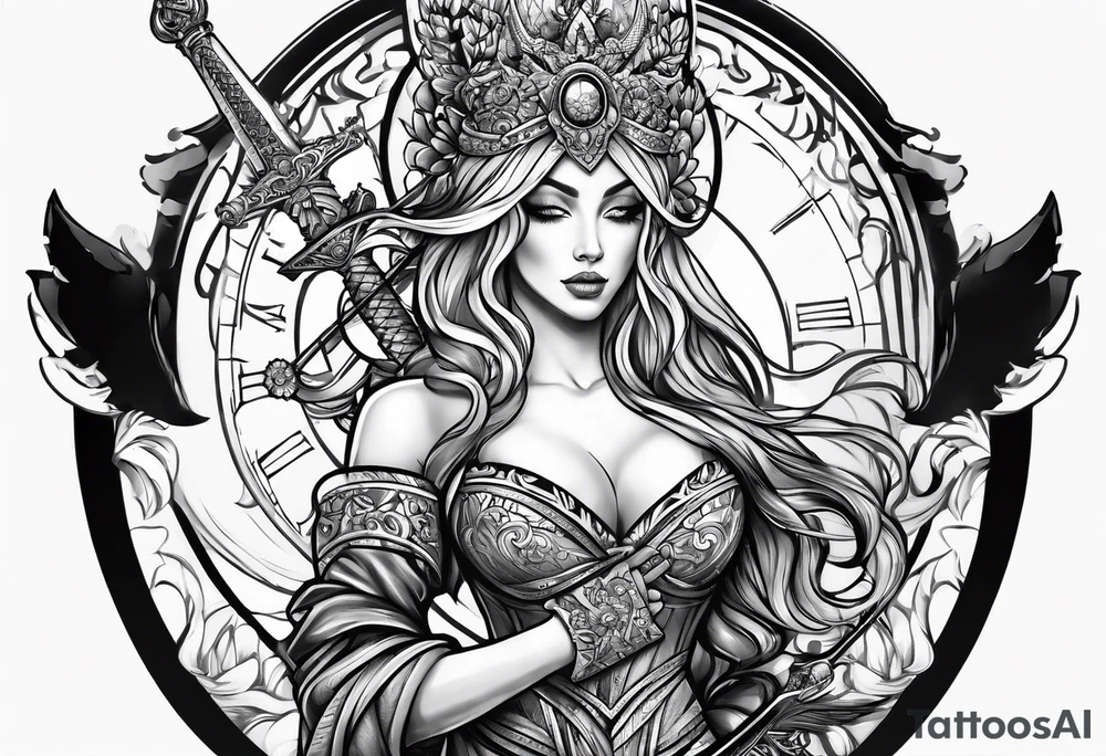 with lady juctice emblem a sword and a scale tattoo idea with lady juctice emblem a sword and a scale tattoo idea
