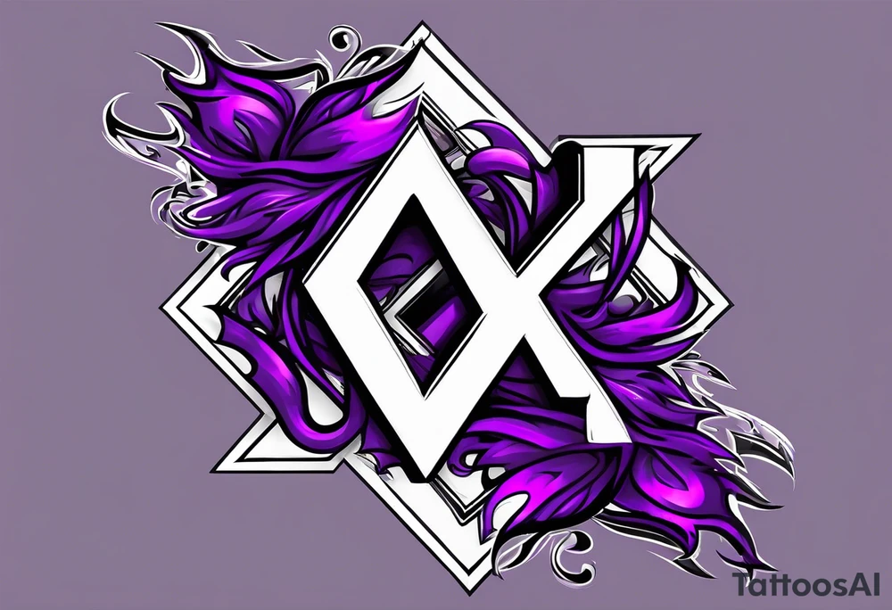 A cool purple and black looking flame surrounding letters OSK. In a trapstar looking font tattoo idea