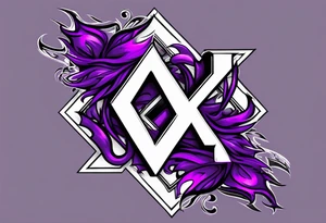 A cool purple and black looking flame surrounding letters OSK. In a trapstar looking font tattoo idea