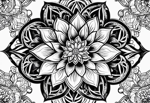 flower of life with henna pattern for sleeve tattoo idea