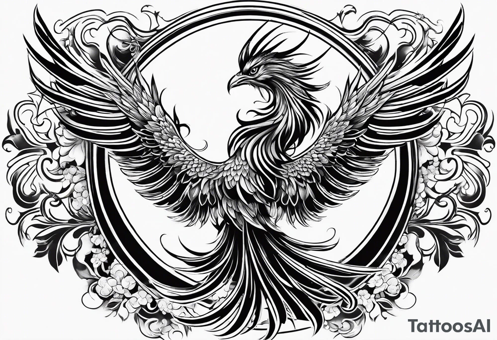 traditional Japanese phoenix no background tattoo idea