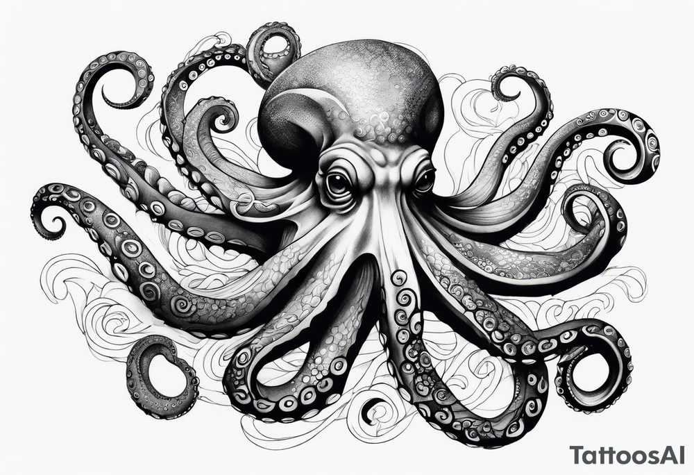 Octopus peaceful waves tattoo idea