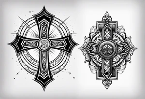 A cross and a fighter tattoo idea