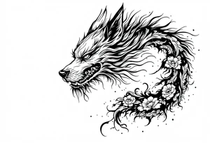 FU dog with wind element tattoo idea