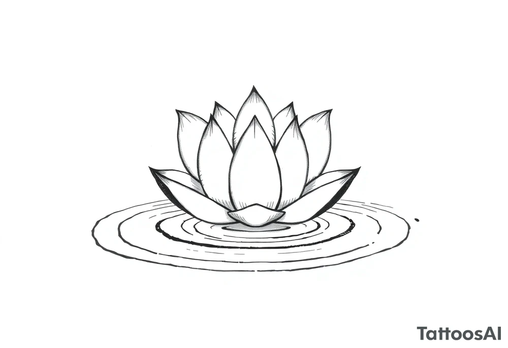 serene lotus flower emerging from sacred waters with ripples tattoo idea