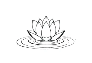 serene lotus flower emerging from sacred waters with ripples tattoo idea