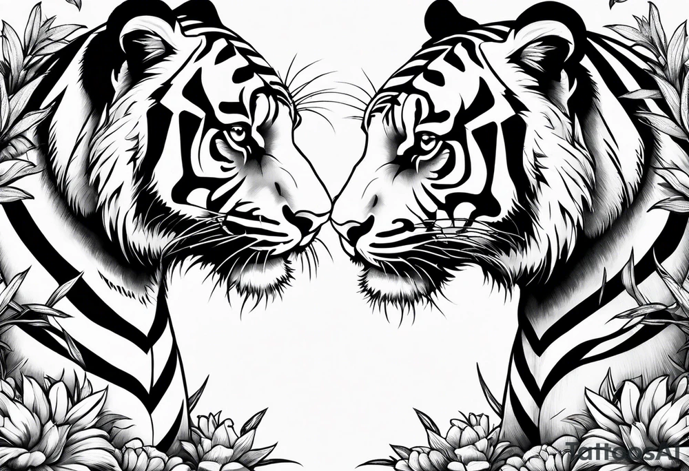 Baby tiger and panda hanging out tattoo idea