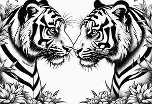 Baby tiger and panda hanging out tattoo idea