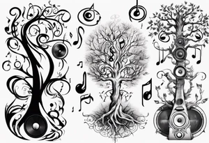 music speaker note tree staff tattoo idea
