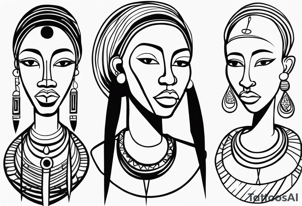 african faces cultural tattoo idea