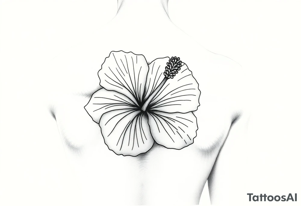 I want it to look more delicate. Needs to look like a fine line tattoo. I want it to be a hibiscus flower. tattoo idea