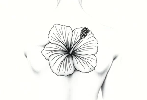 I want it to look more delicate. Needs to look like a fine line tattoo. I want it to be a hibiscus flower. tattoo idea