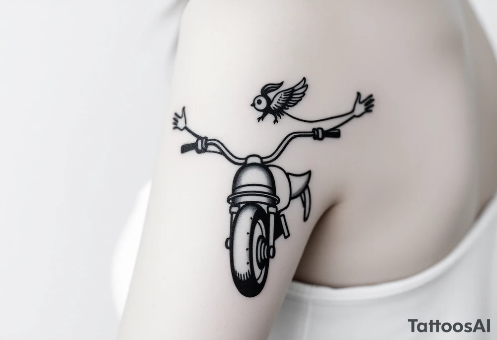 On the back of a motorbike with my arms outstretched trying to take flight tattoo idea