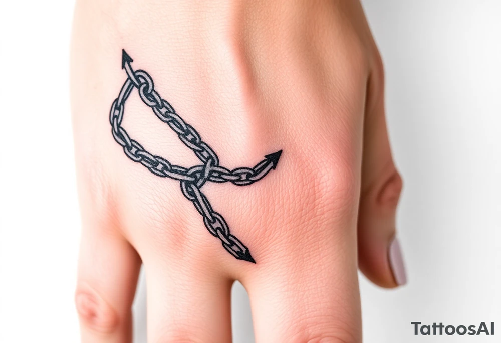 Gothic chains wrapped around outline of the index finger and connected to the thumb tattoo idea