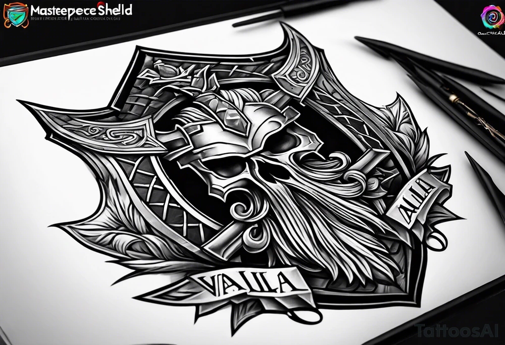 Valhalla sword shield  axe tattoo idea