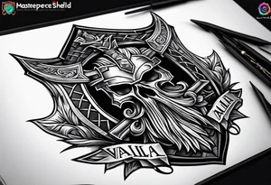 Valhalla sword shield  axe tattoo idea