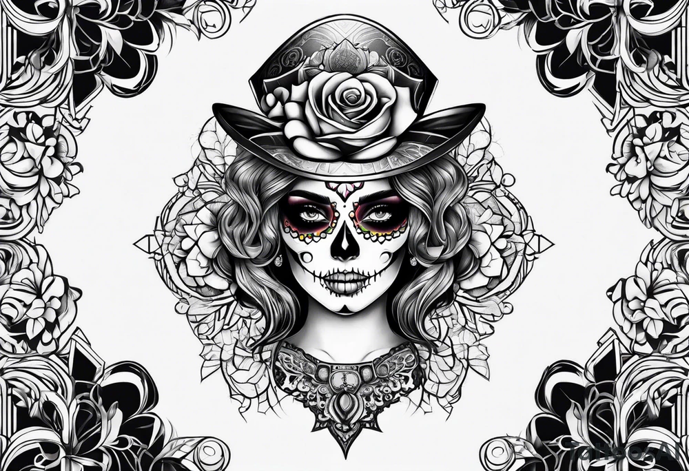 Sugar skull girl tattoo idea