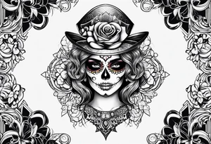 Sugar skull girl tattoo idea