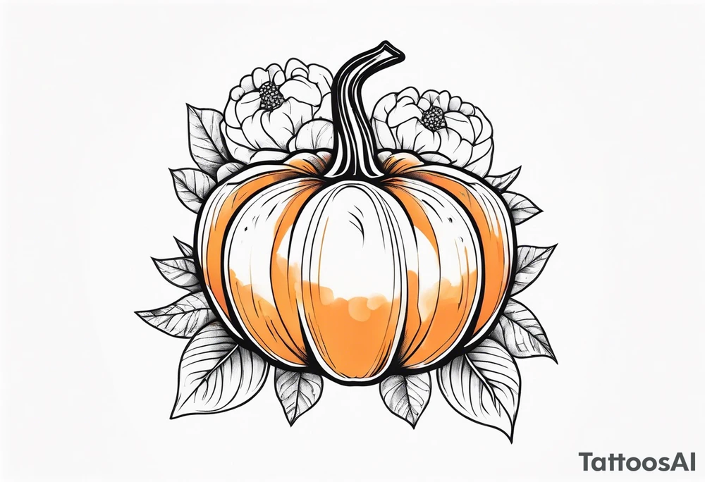 pumpkin with flowers tattoo idea