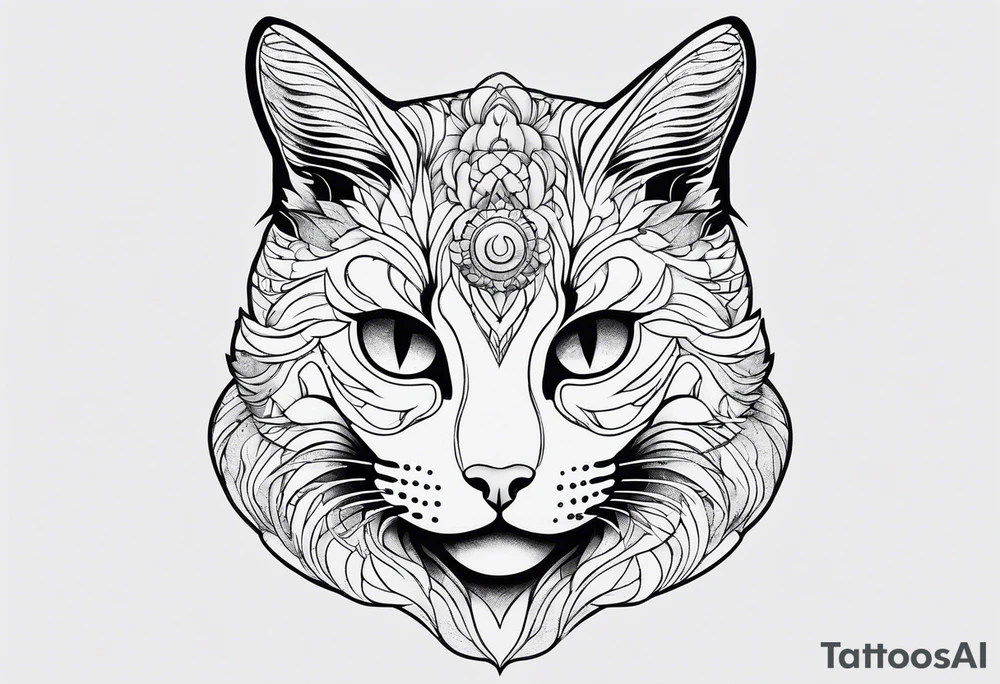 cat, space, rounded tattoo idea