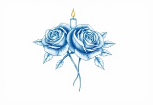 Passed love one, two roses, two candles, blue tattoo idea